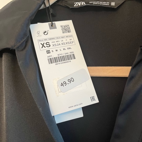 NWT Zara JEWEL BUTTON SATIN EFFECT MINI DRESS - Picture 9 of 10